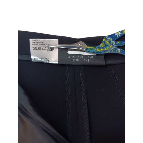 AKRIS Wide Leg Double Face Wool Pants 12 Ankle 33x26 Embellished Dressy Career - Picture 12 of 14